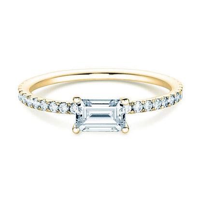 Verlobungsring Gelbgold mit Diamanten 0,70ct | EMERALD-CUT - Trauringmacher München