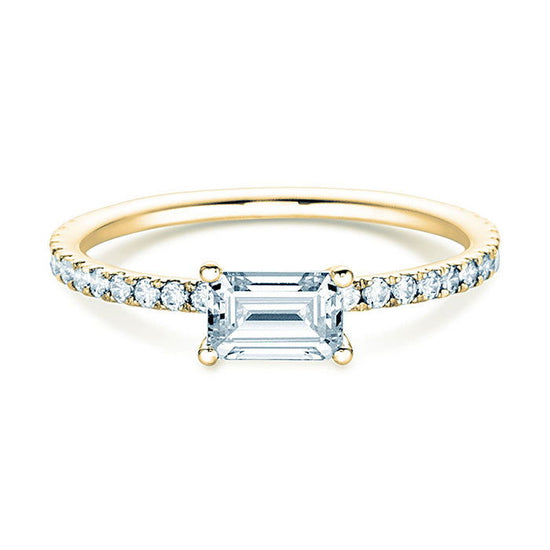 Verlobungsring Gelbgold mit Diamanten 0,70ct | EMERALD-CUT - Trauringmacher München