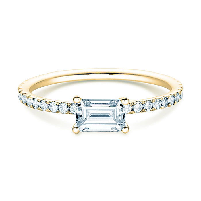 Verlobungsring Gelbgold mit Diamanten 0,70ct | EMERALD-CUT - Trauringmacher München