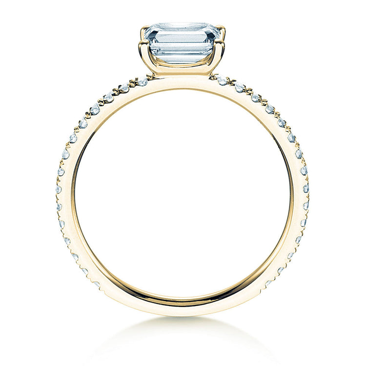 Verlobungsring Gelbgold mit Diamanten 0,70ct | EMERALD-CUT - Trauringmacher München