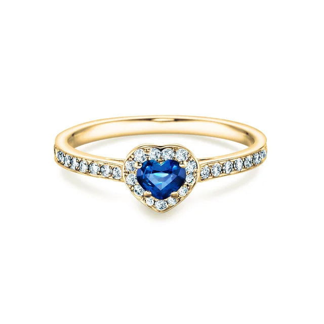 Verlobungsring HEART SAPHIR Gelbgold mit Saphir & Diamanten 0.34ct - Trauringmacher München