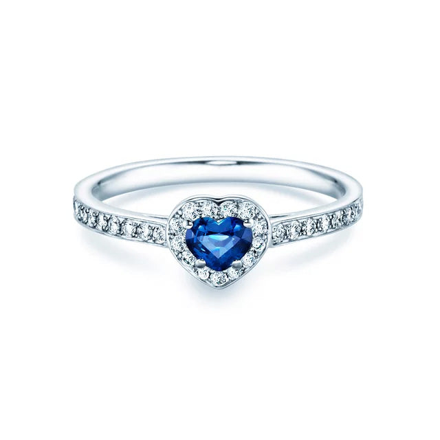 Verlobungsring HEART SAPHIR Platin mit Saphir & Diamanten 0.34ct - Trauringmacher München