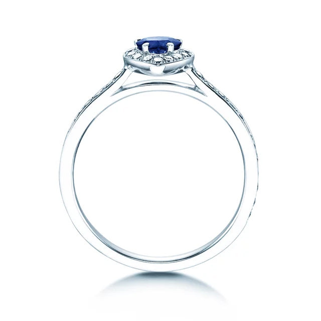 Verlobungsring HEART SAPHIR Platin mit Saphir & Diamanten 0.34ct - Trauringmacher München