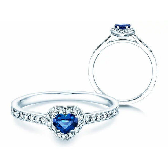 Verlobungsring HEART SAPHIR Weißgold mit Saphir & Diamanten 0.34ct - Trauringmacher München