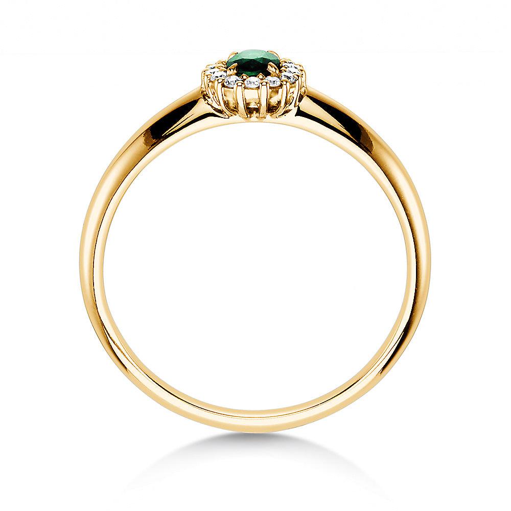Verlobungsring JOLIE Gelbgold mit Smaragd & Diamanten 0.06ct - Trauringmacher München
