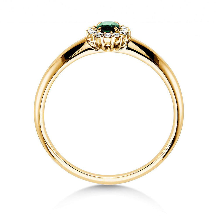 Verlobungsring JOLIE Gelbgold mit Smaragd & Diamanten 0.06ct - Trauringmacher München
