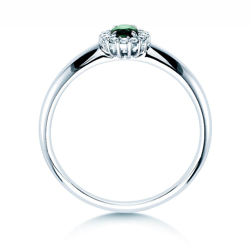 Verlobungsring JOLIE Platin mit Smaragd & Diamanten 0.06ct - Trauringmacher München