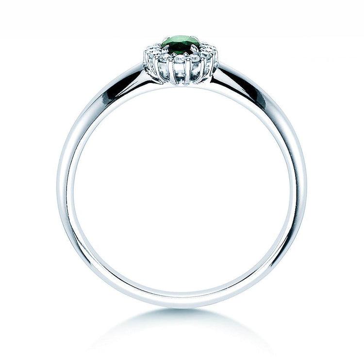 Verlobungsring JOLIE Platin mit Smaragd & Diamanten 0.06ct - Trauringmacher München