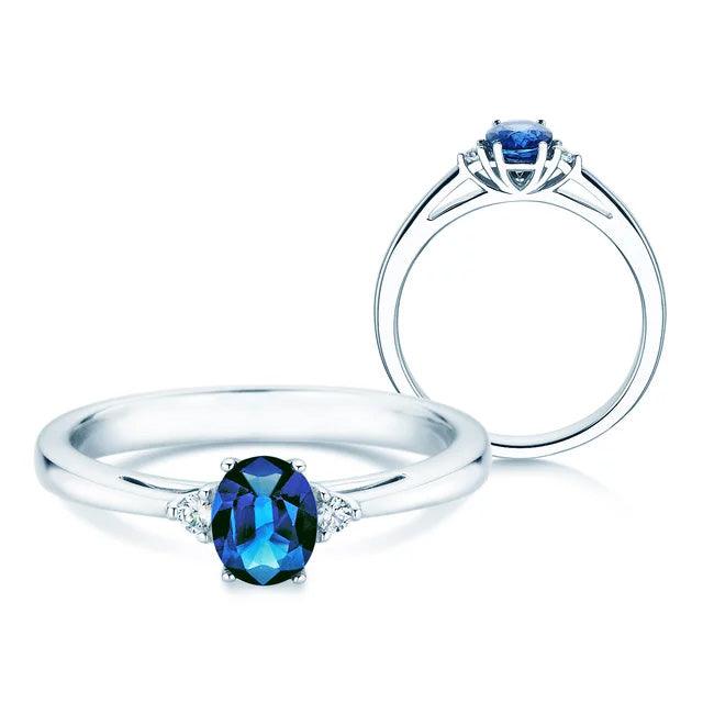Verlobungsring LIFE Platin mit Saphir & Diamanten 0.03ct - Trauringmacher München