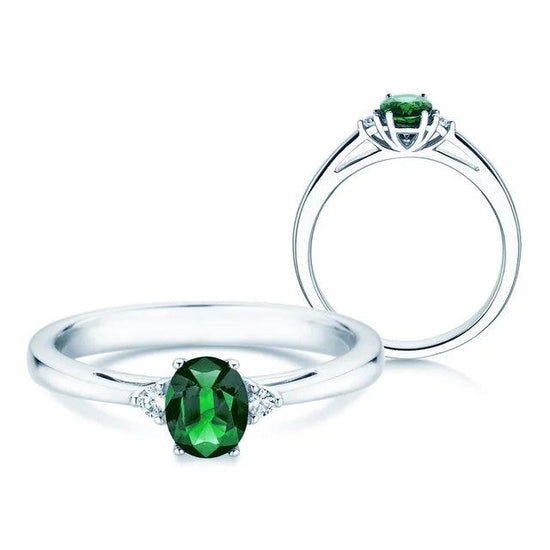Verlobungsring LIFE Platin mit Smaragd & Diamanten 0.03ct - Trauringmacher München
