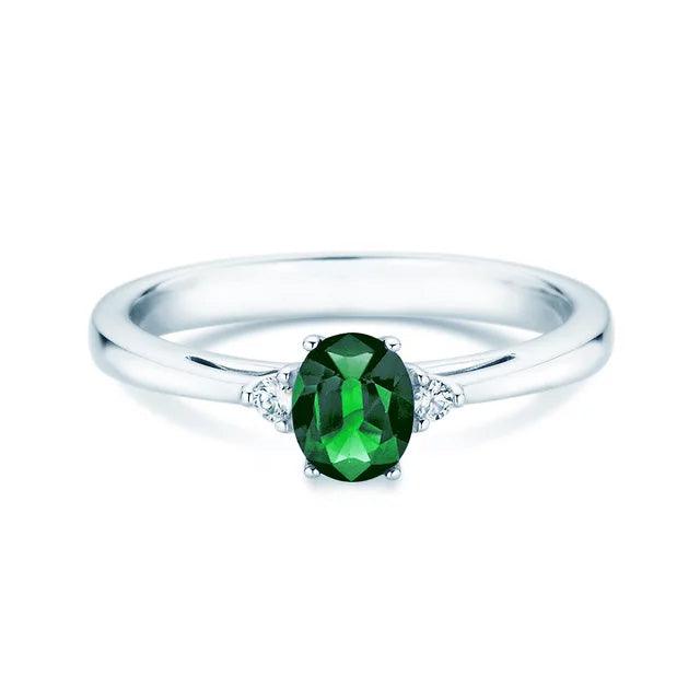 Verlobungsring LIFE Weißgold mit Smaragd & Diamanten 0.03ct - Trauringmacher München