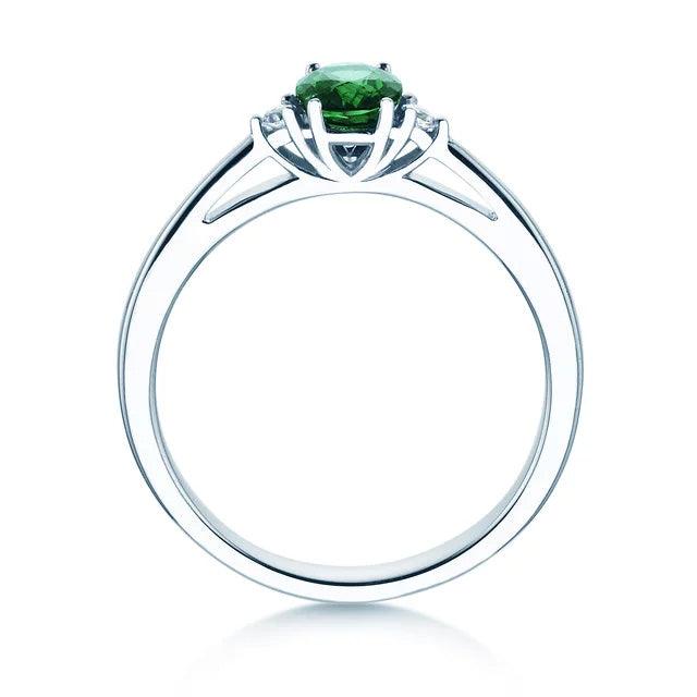 Verlobungsring LIFE Weißgold mit Smaragd & Diamanten 0.03ct - Trauringmacher München