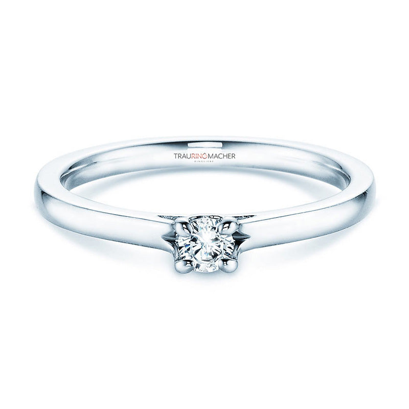 Verlobungsring Platin mit Diamant 0,15ct | HERZLOVE - Trauringmacher München