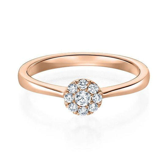 Verlobungsring Rosegold 750/- mit Diamanten zus. 0.15ct | HALO - Trauringmacher München