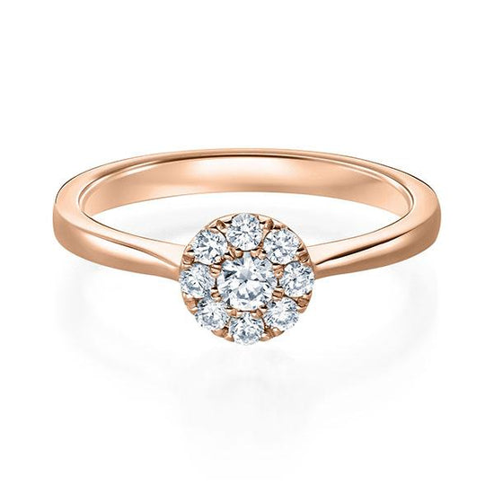 Verlobungsring Rosegold 750/- mit Diamanten zus. 0.25ct | HALO - Trauringmacher München
