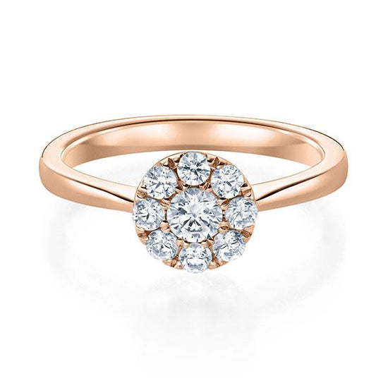 Verlobungsring Rosegold 750/- mit Diamanten zus. 0.40ct | HALO - Trauringmacher München