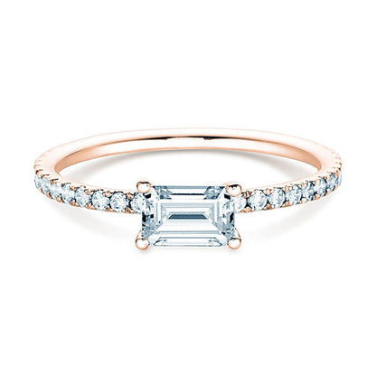 Verlobungsring Rosegold mit Diamanten 0,70ct | EMERALD-CUT - Trauringmacher München
