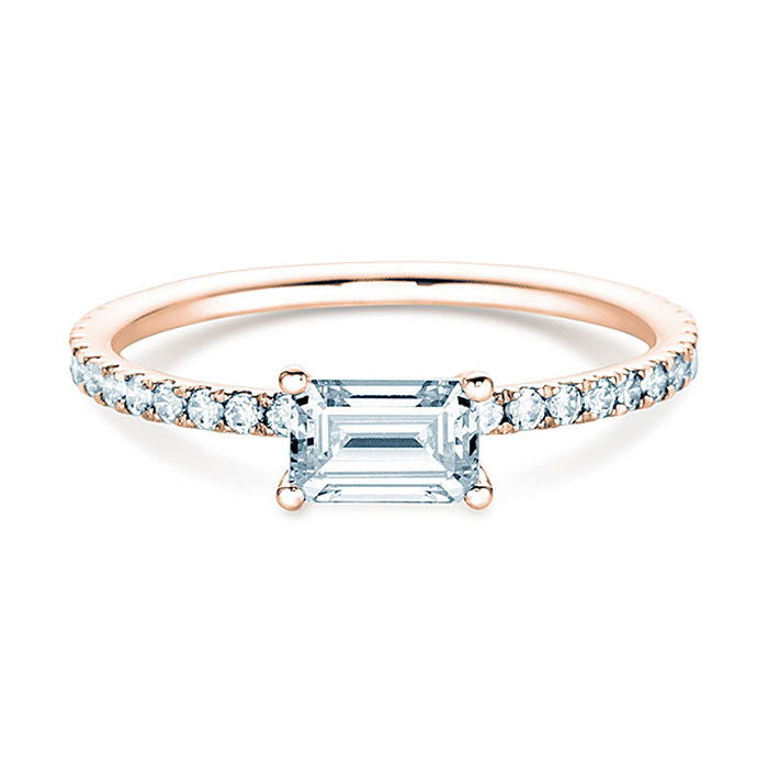 Verlobungsring Rosegold mit Diamanten 0,70ct | EMERALD-CUT - Trauringmacher München