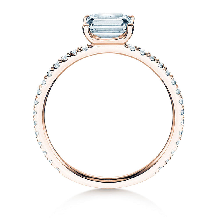 Verlobungsring Rosegold mit Diamanten 0,70ct | EMERALD-CUT - Trauringmacher München