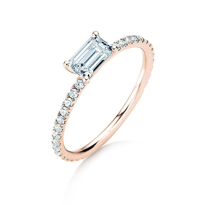 Verlobungsring Rosegold mit Diamanten 0,70ct | EMERALD-CUT - Trauringmacher München