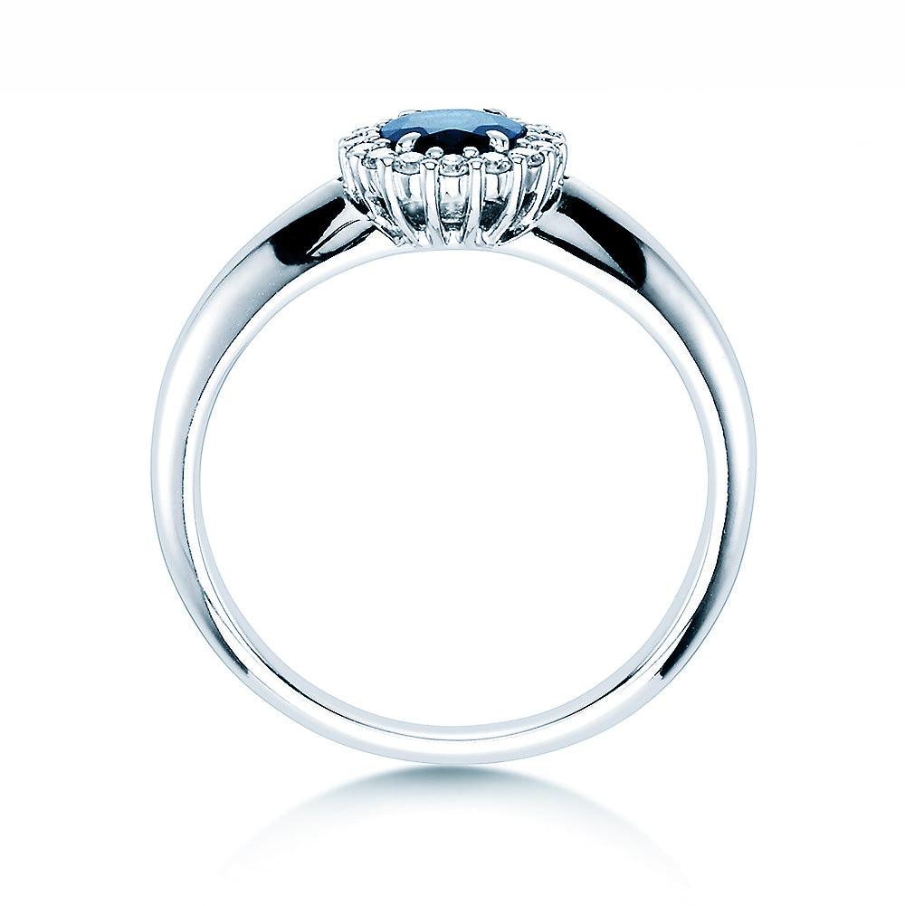 Verlobungsring WINDSOR Platin mit Saphir & Diamanten 0.12ct - Trauringmacher München