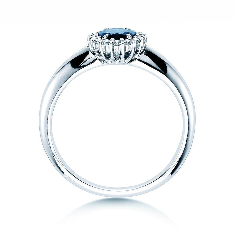 Verlobungsring WINDSOR Platin mit Saphir & Diamanten 0.12ct - Trauringmacher München