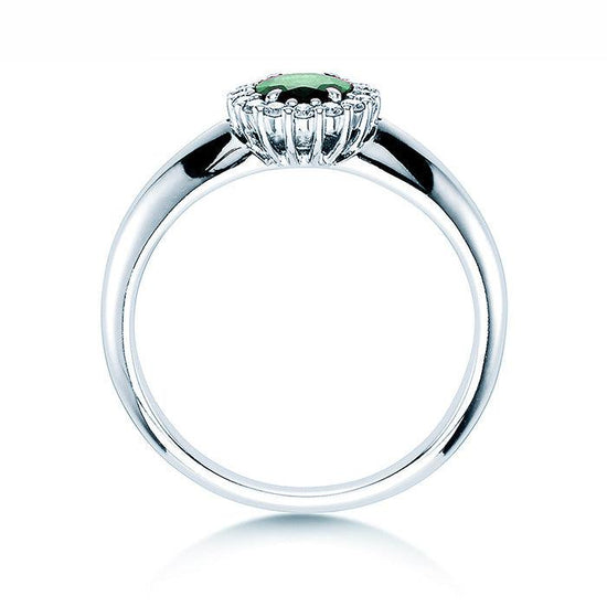 Verlobungsring WINDSOR Platin mit Smaragd & Diamanten 0.12ct - Trauringmacher München
