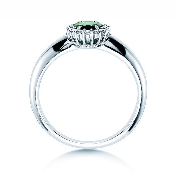 Verlobungsring WINDSOR Platin mit Smaragd & Diamanten 0.12ct - Trauringmacher München