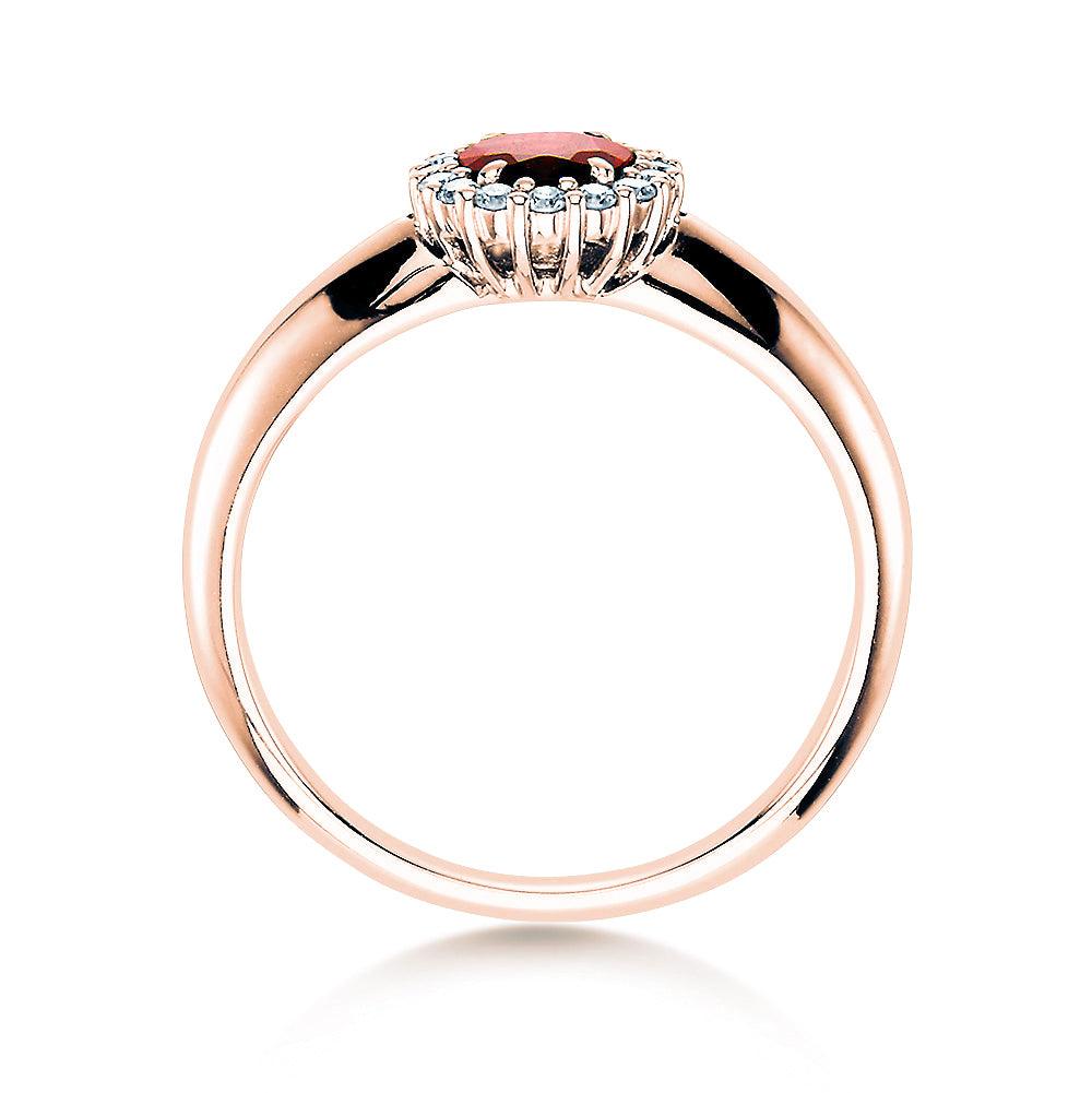 Verlobungsring WINDSOR Rosegold mit Rubin & Diamanten 0.12ct - Trauringmacher München