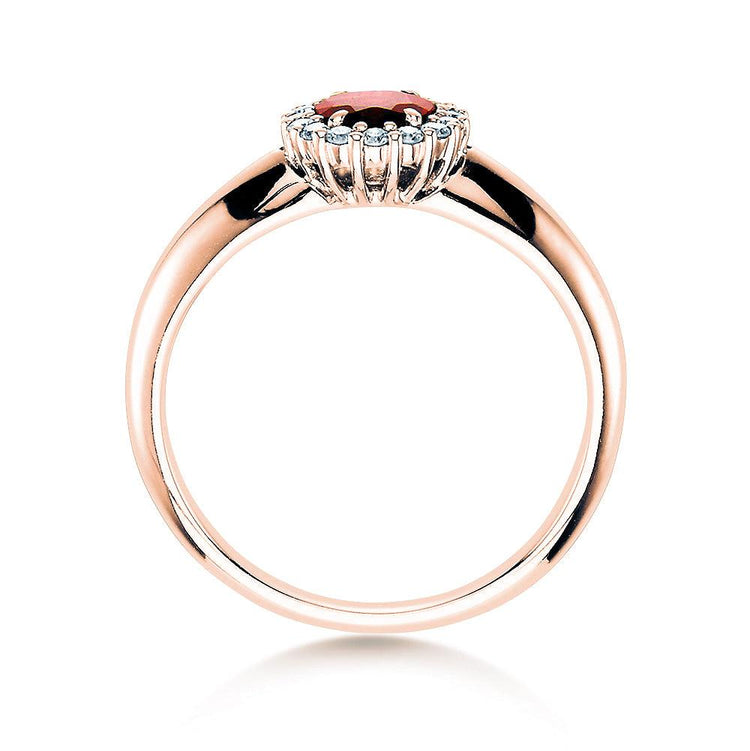 Verlobungsring WINDSOR Rosegold mit Rubin & Diamanten 0.12ct - Trauringmacher München