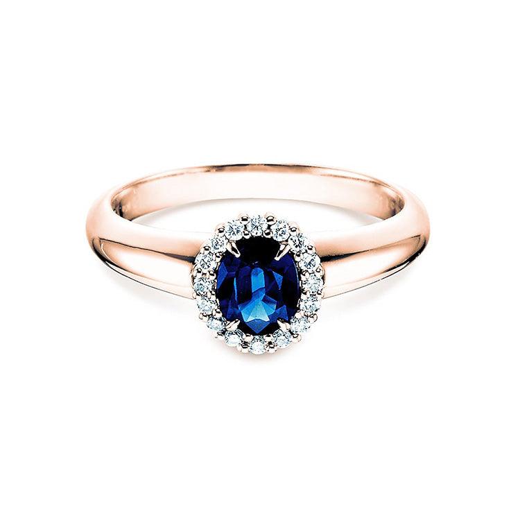 Verlobungsring WINDSOR Rosegold mit Saphir & Diamanten 0.12ct - Trauringmacher München