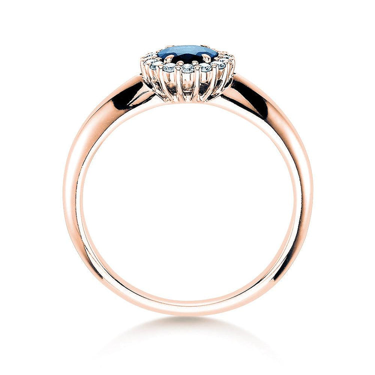 Verlobungsring WINDSOR Rosegold mit Saphir & Diamanten 0.12ct - Trauringmacher München