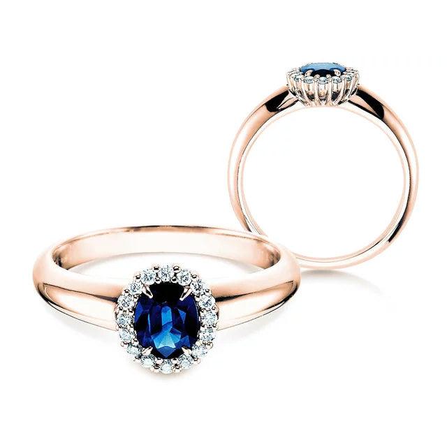 Verlobungsring WINDSOR Rosegold mit Saphir & Diamanten 0.12ct - Trauringmacher München