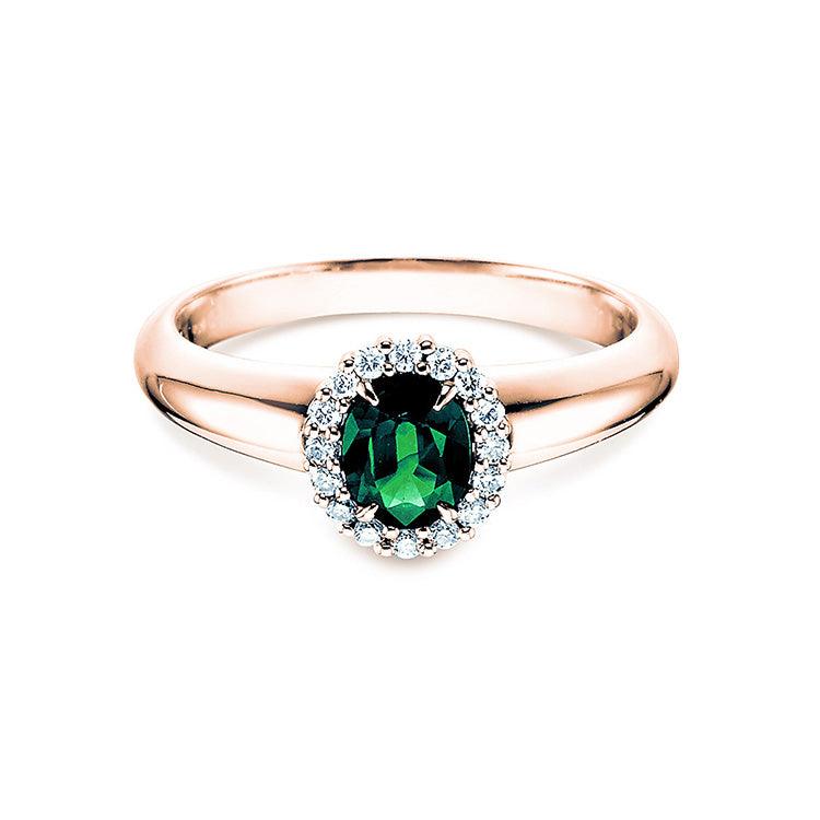 Verlobungsring WINDSOR Rosegold mit Smaragd & Diamanten 0.12ct - Trauringmacher München