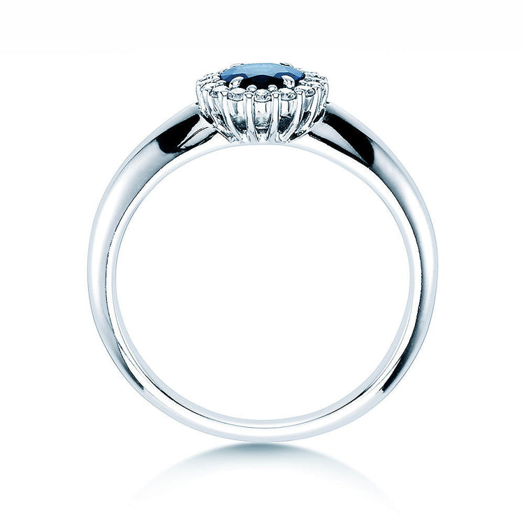 Verlobungsring WINDSOR Weißgold mit Saphir & Diamanten 0.12ct - Trauringmacher München