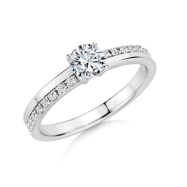 Verlobungsring Weißgold mit Diamanten zus. 0.66ct | SOLITÄRE - Trauringmacher München