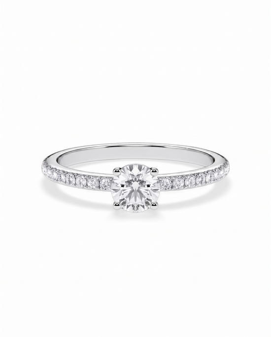 Verlobungsring Weißgold 585 mit Diamanten I ROUND PAVE