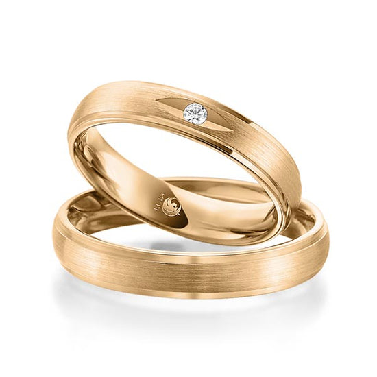 RUBIN Trauringe Rosegold mit Diamant RU-1083-ROSE