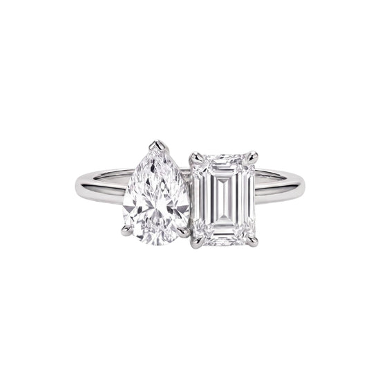 Verlobungsring Weißgold 585 mit Diamanten I TOI ET MOI