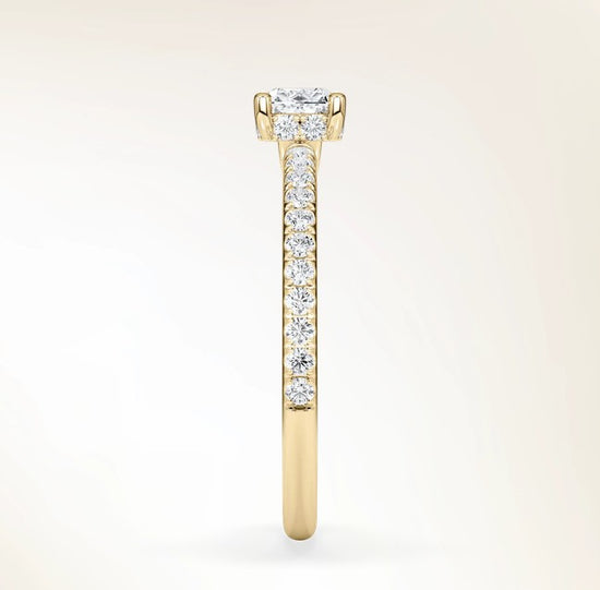 Verlobungsring Gelbgold 585 mit Diamant I AMORE CUSHION PAVE