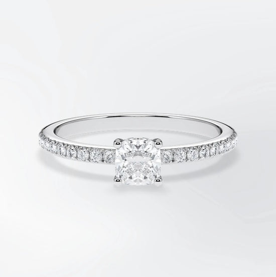 Verlobungsring Weißgold 585 mit Diamanten I AMORE CUSHION PAVE