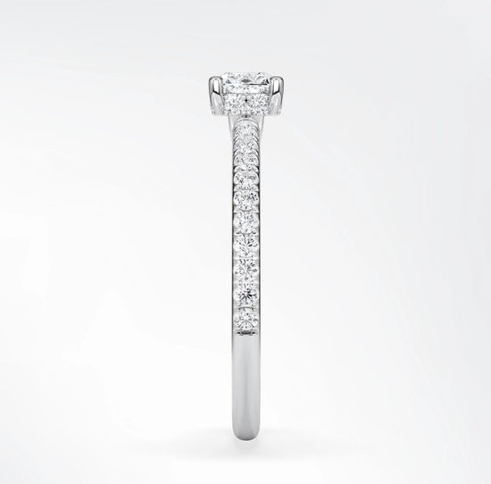 Verlobungsring Weißgold 585 mit Diamanten I AMORE CUSHION PAVE