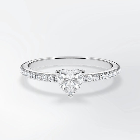 Verlobungsring Weißgold 585 mit Diamanten I AMORE HERZ PAVE