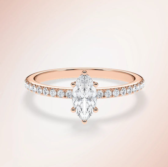 Verlobungsring Rosegold 585 mit Diamanten I AMORE MARQUISE PAVE