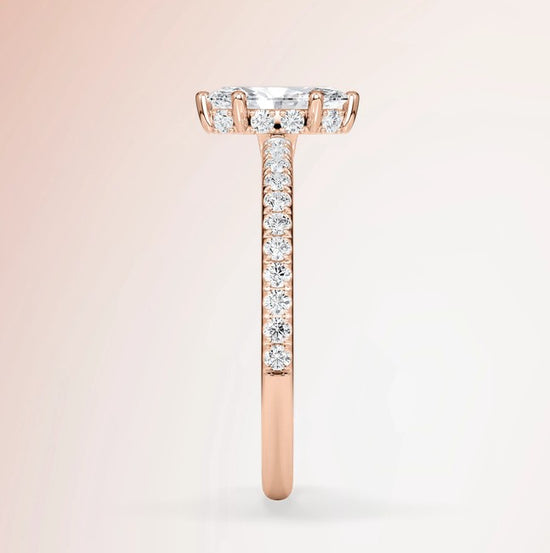 Verlobungsring Rosegold 585 mit Diamanten I AMORE MARQUISE PAVE