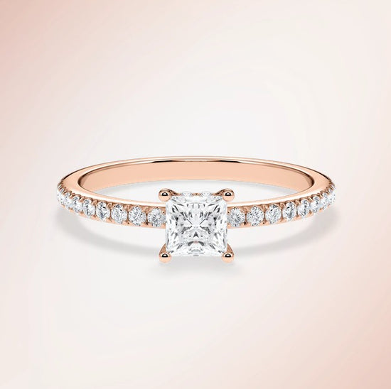 Verlobungsring Rosegold 585 mit Diamant I AMORE PRINCESS PAVE
