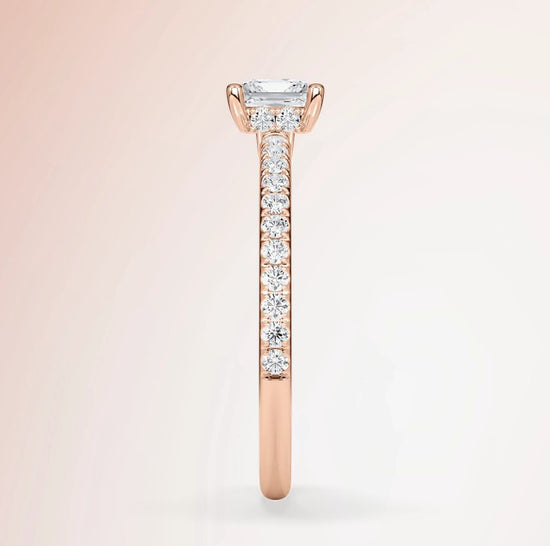 Verlobungsring Rosegold 585 mit Diamant I AMORE PRINCESS PAVE