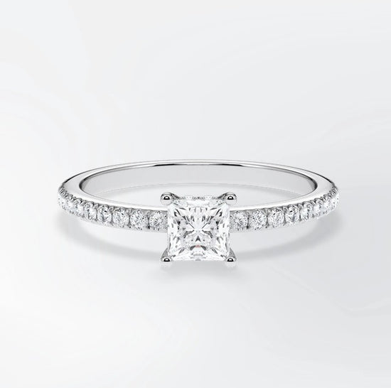 Verlobungsring Platin 950 mit Diamanten I AMORE PRINCESS PAVE