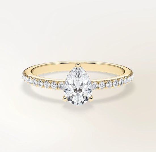 Verlobungsring Gelbgold 585 mit Diamant I AMORE TROPFEN PAVE