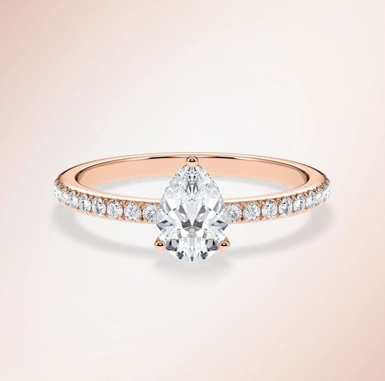 Verlobungsring Rosegold 585 mit Diamant I AMORE TROPFEN PAVE